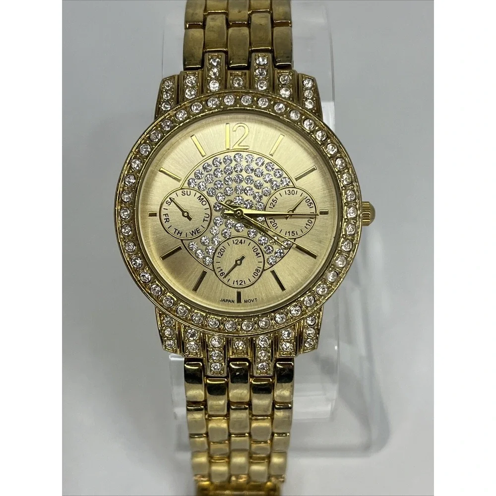 Avon Women's Watch Swarovski‎ Crystal Pave Dial Gold 6.75